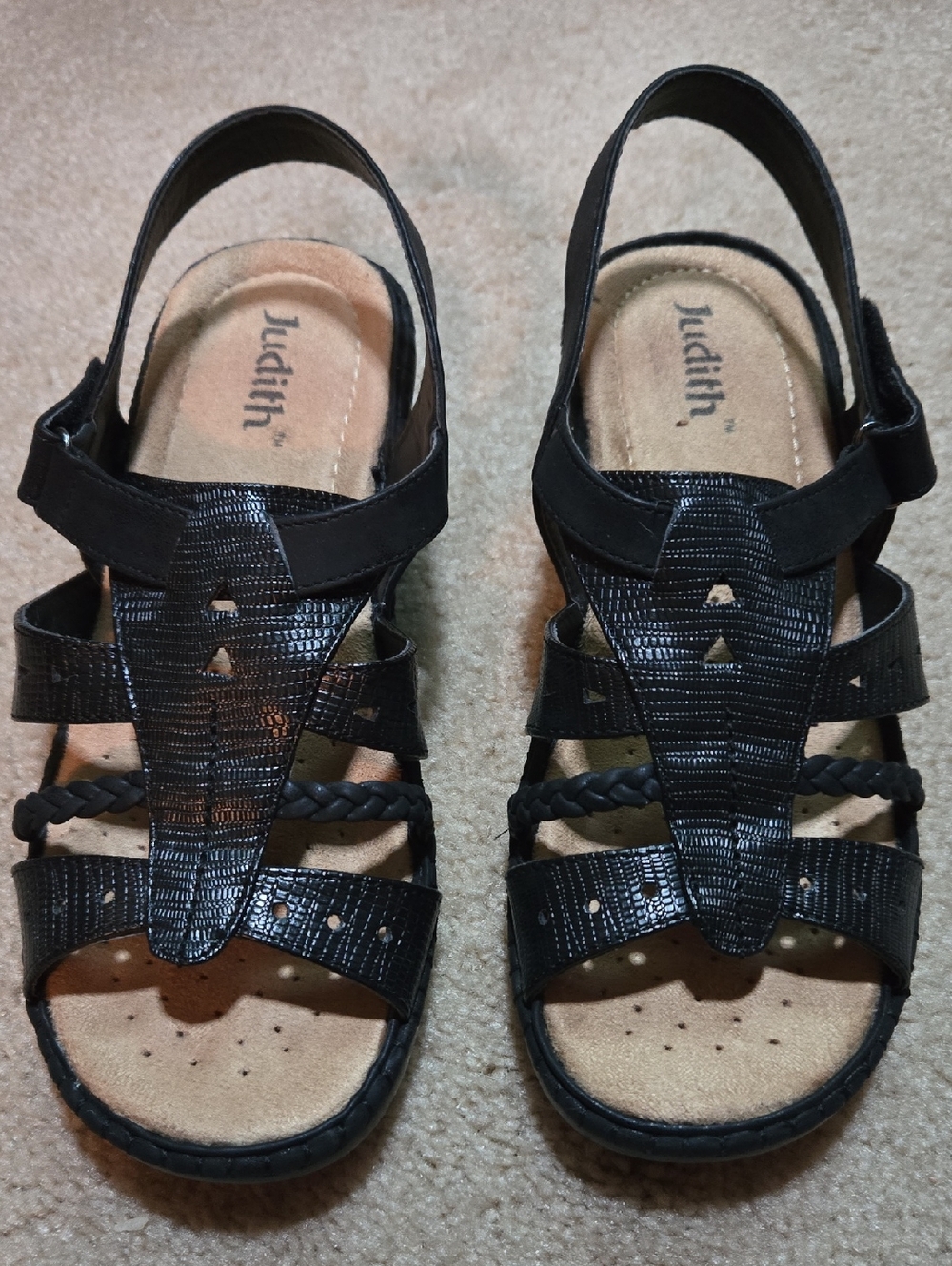 Black Women's Casual Comfort Slingback Sandals by Judith.